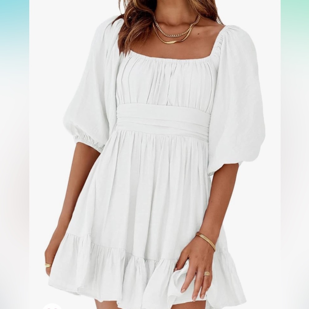 white flowy dress